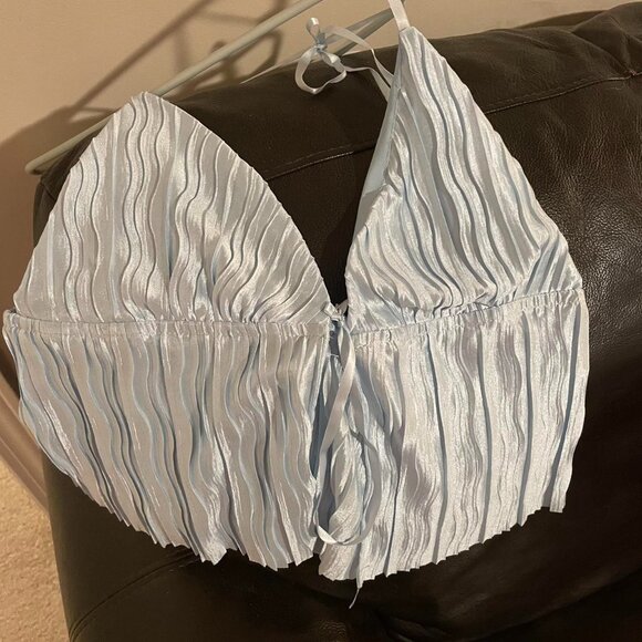 Shein blue tie front top - Picture 1 of 2